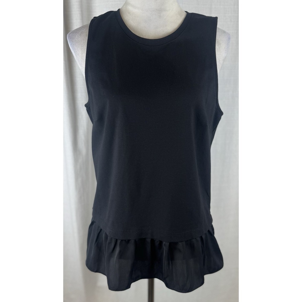 J. Crew Black Ruffle Hem‎ Tank Top Sleeveless Blouse Peplum Size Medium